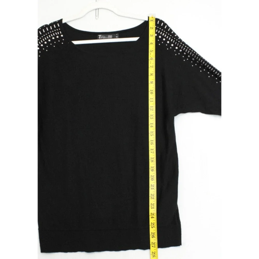 7th Avenue Top Women S Dolman Sleeves Silver Beads‎ Black Soft Sweater